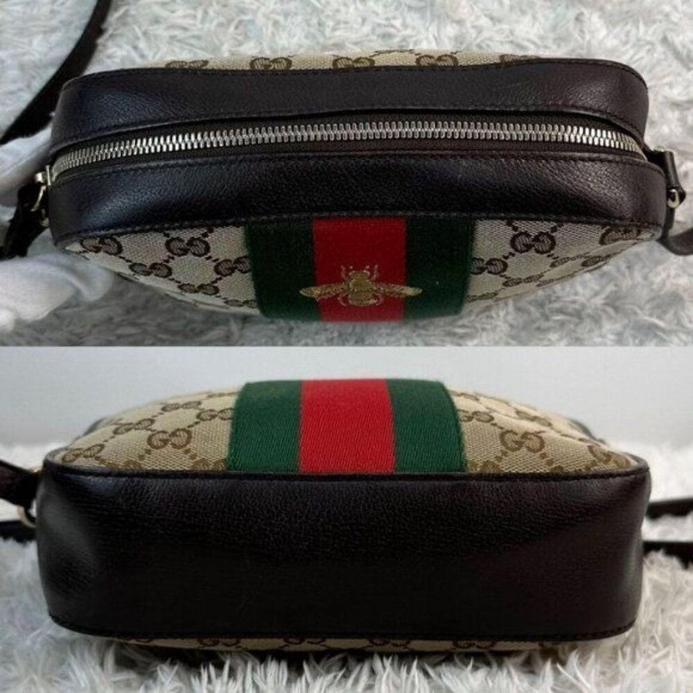 Authentic Gucci GG Sherry Bee Web Canvas Crossbody Bag Shoulder Bag Camera Bag - Picture 10 of 12